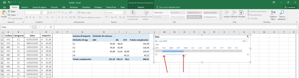 Figura 12 – Selezione di più mesi su Timeline