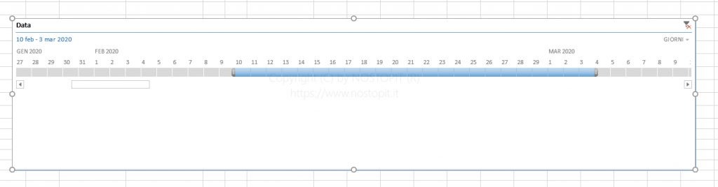 Figura 14 – Selezione di Giorni su filtro di Timeline